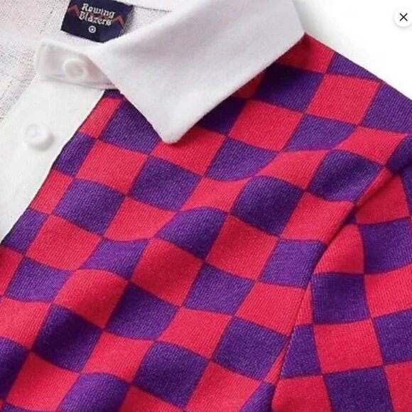 Target x Rowing Blazers Checkerboard Print Short Sleeve Collar Rugby Dress - Picture 3 of 4